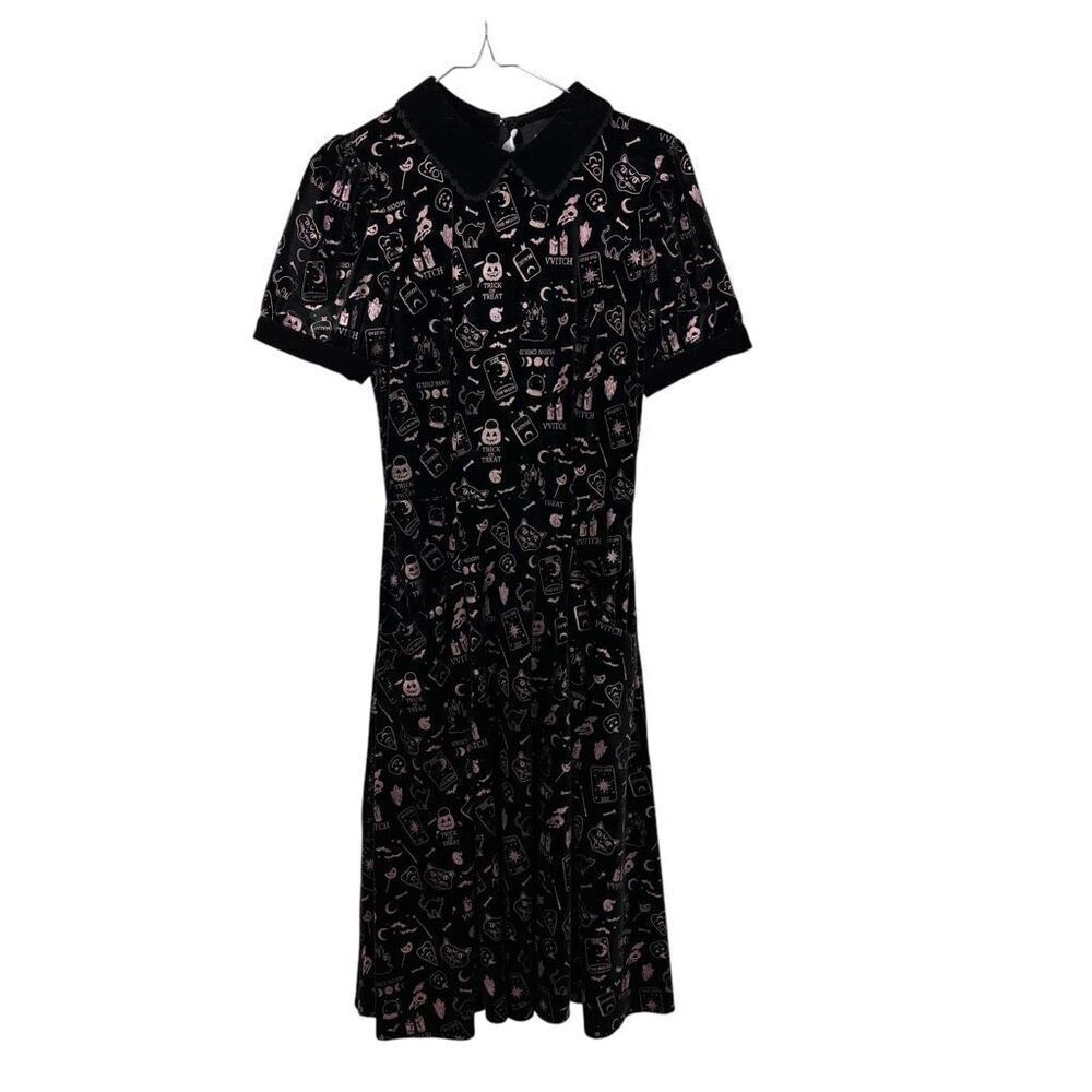 Collectif London Peta Spooky Velvet Swing Dress NWT - Picture 3 of 10